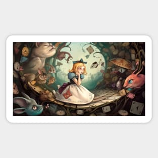 Alice in Wonderland. "Tea Party with the Mad Hatter and the Cheshire Cat" Sticker